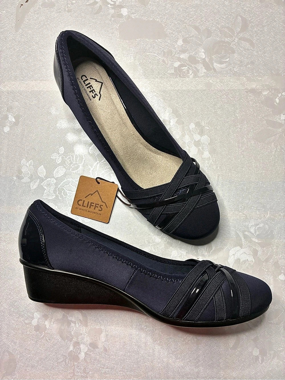 Cliffs By White Mountain Bowie Wedge Pump Shoes Women’s Size 9W Navy Wide New